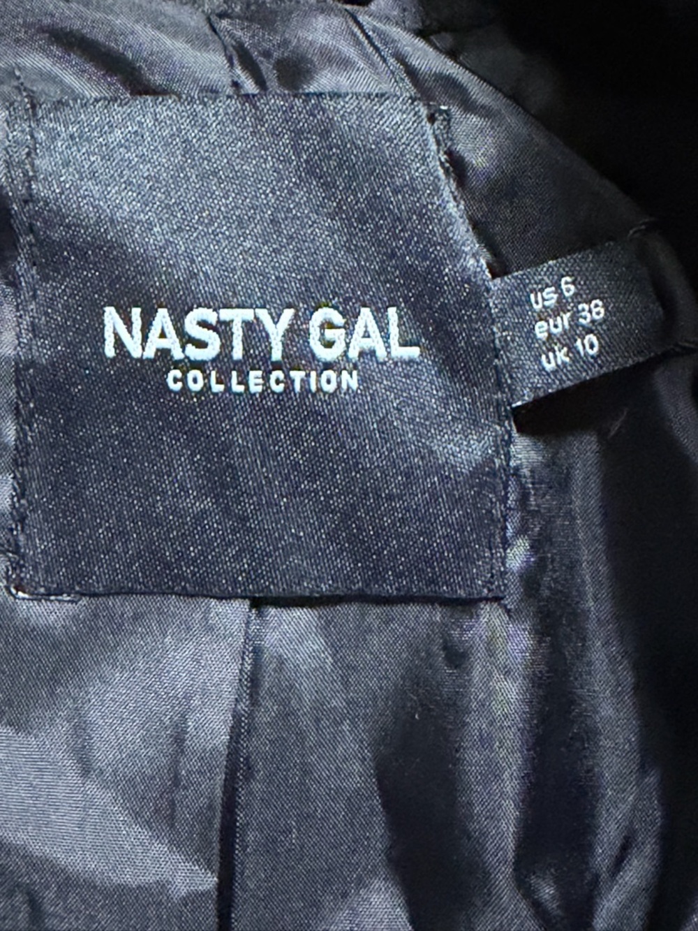 NASTY GAL Black Belted “Wool Look” Trench SIZE 6 NWT - Picture 6 of 12